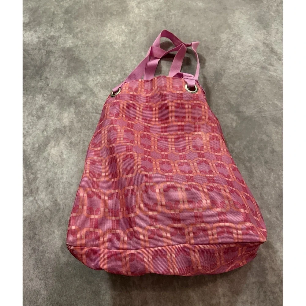 Box Reusable Shopping Bag Double Handle Geometric Pink/Orange 14x8x12 in